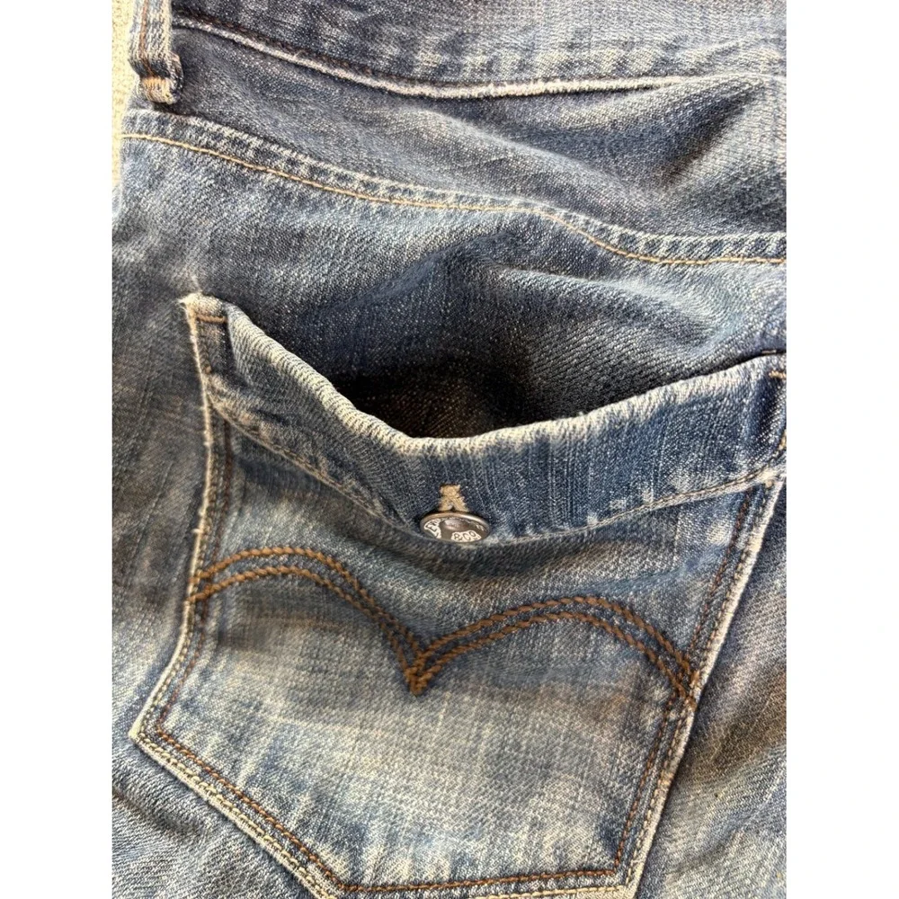 Levi's 514 Slim Straight Jeans Mens 36x30 Blue Denim Distressed Red Tab